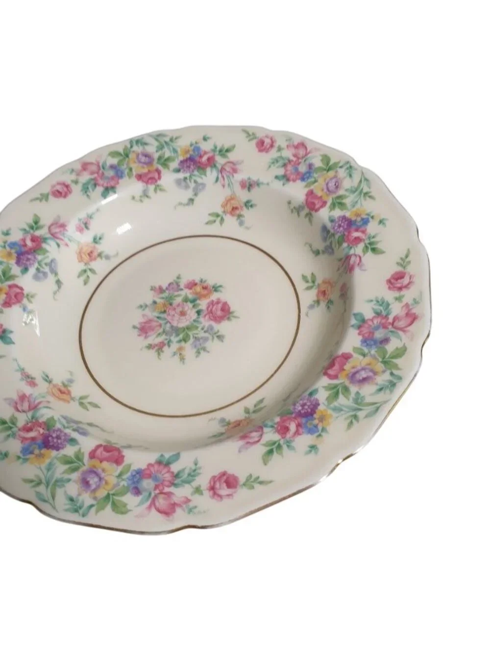 Thomas Ivory Bavaria Mayfair Floral Rimmed Soup Bowl Vintage Porcelain Gold Trim